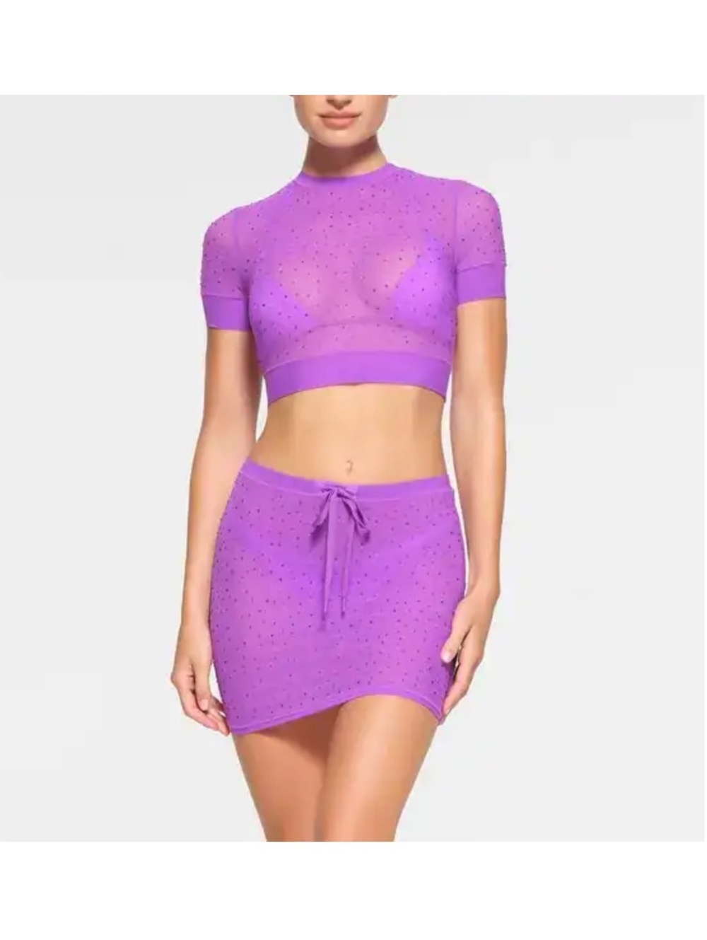 Skims rhinestone swim cover up skirt